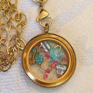 Origami Owl Large Gold Twist Locket Charms Chain